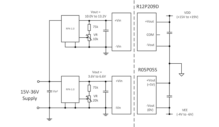 Fig 5: Adjustable asymmetric output isolated gate driver power supply